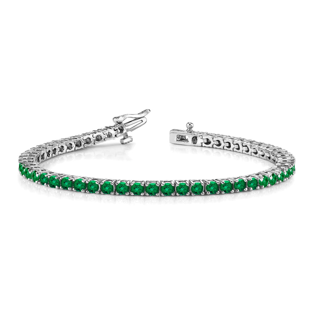 11 TCW Round Cut May - Emerald - Birthstone Tennis Bracelet for Women in Eternity Design - White Gold Plating, Female, Adult