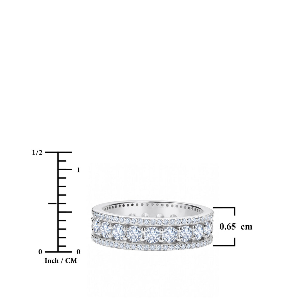 JeenMata 8 Carat Round Cut - May Birthstone Eternity Band Ring - Emerald Cubic Zirconia Halo Anniversary Wedding Band in 18K White Gold Plating for Women