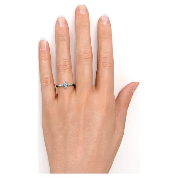 JeenMata 1 Carat Elegant Marquise Cut Engagement Ring in 18K White Gold Plating for Women