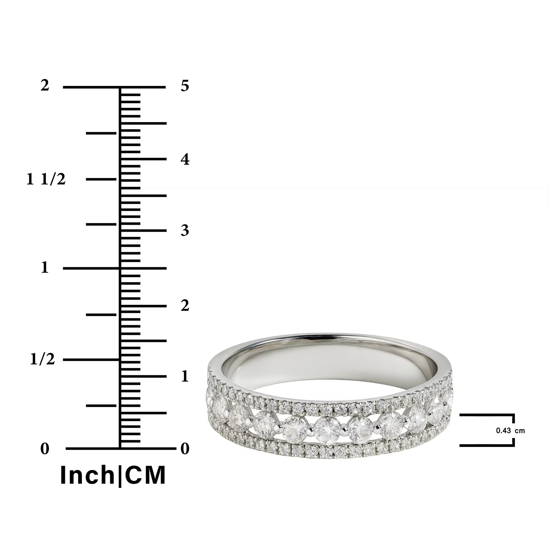 JeenMata Double Pave - 0.75 Carat Round Brilliant Cut Moissanite - Eternity Anniversary Ring - 18K Yellow Gold Plating for Women