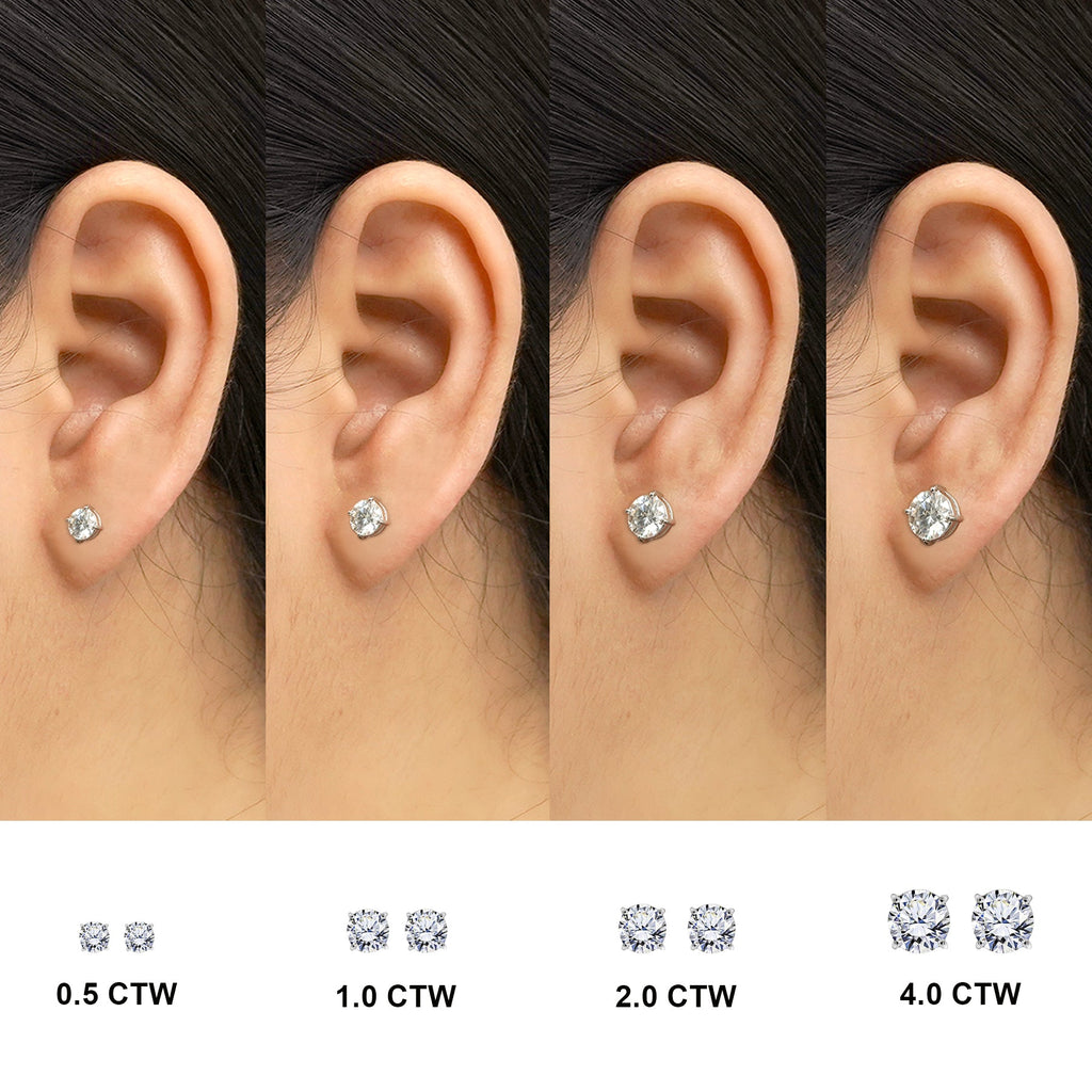 JeenMata 4 Prong 0.5 Carat Round Shaped Moissanite Solitaire Stud Earrings in 18k Rose Gold Plating for Women