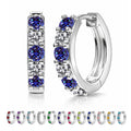 JeenMata 2 Carat June Birthstone - Alexandrite & Cubic Zirconia Hoop Earrings - Multicolor Birthstone Earrings in 18K White Gold Plating for Women