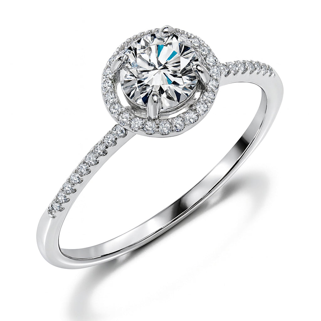 Certified 1 Ct Round Lab Diamond Halo Engagement Ring