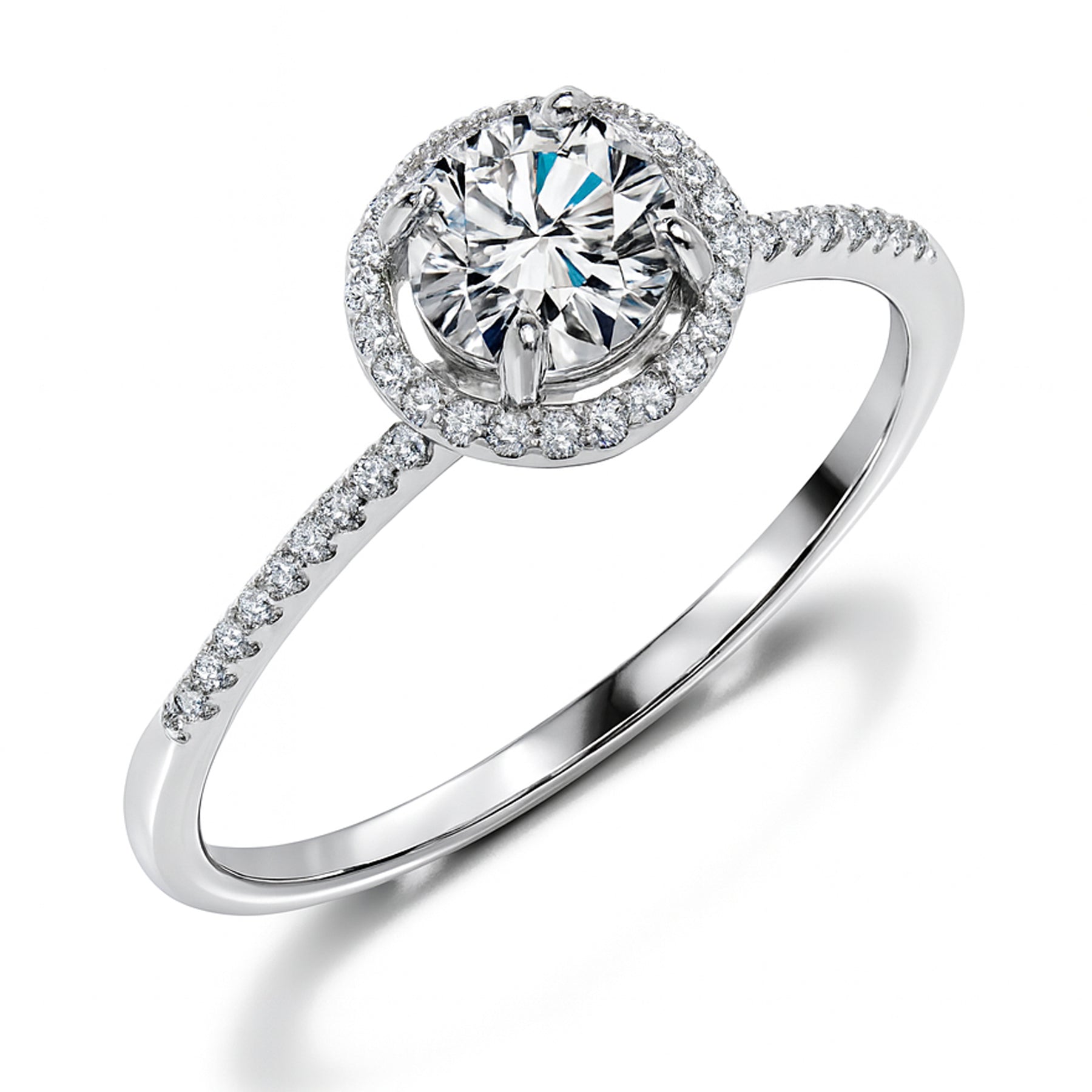 Certified 1 Ct Round Lab Diamond Halo Engagement Ring