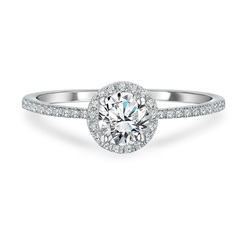 Certified 1 Ct Round Lab Diamond Halo Engagement Ring