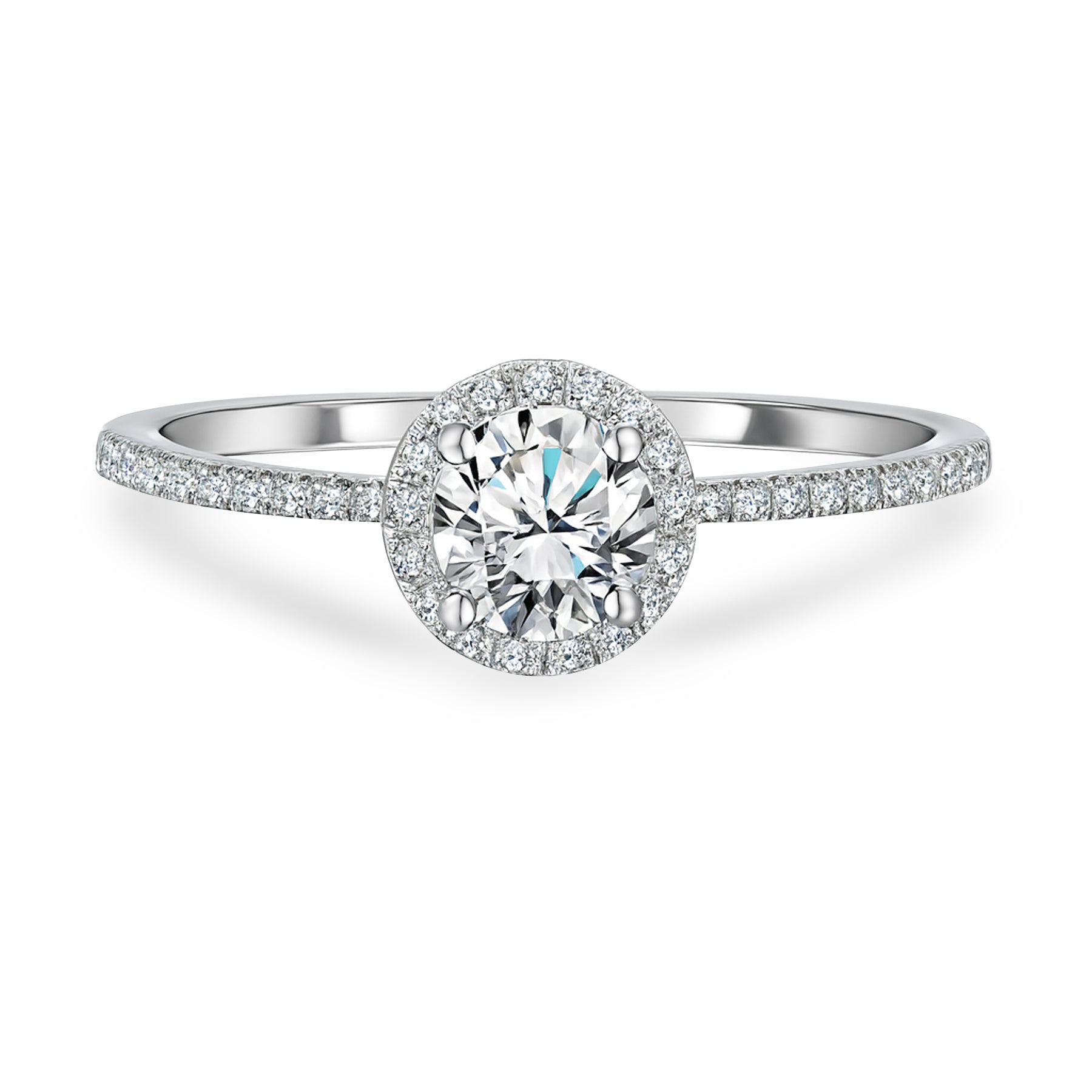 Certified 1 Ct Round Lab Diamond Halo Engagement Ring