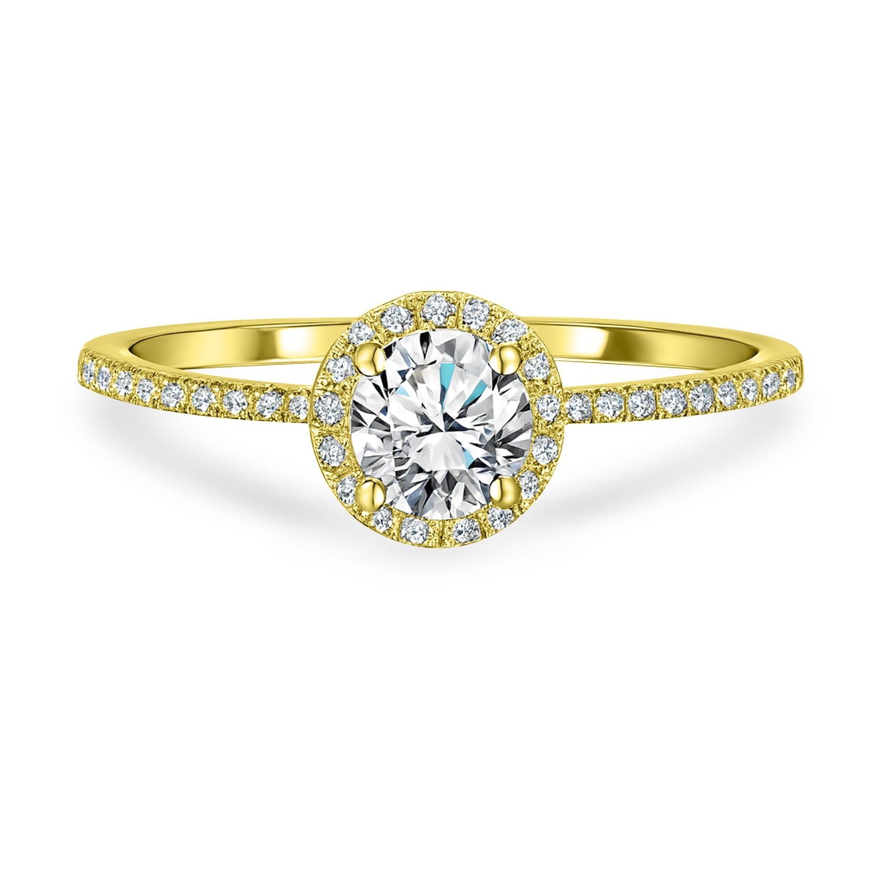 Certified 1 Ct Round Lab Diamond Halo Engagement Ring