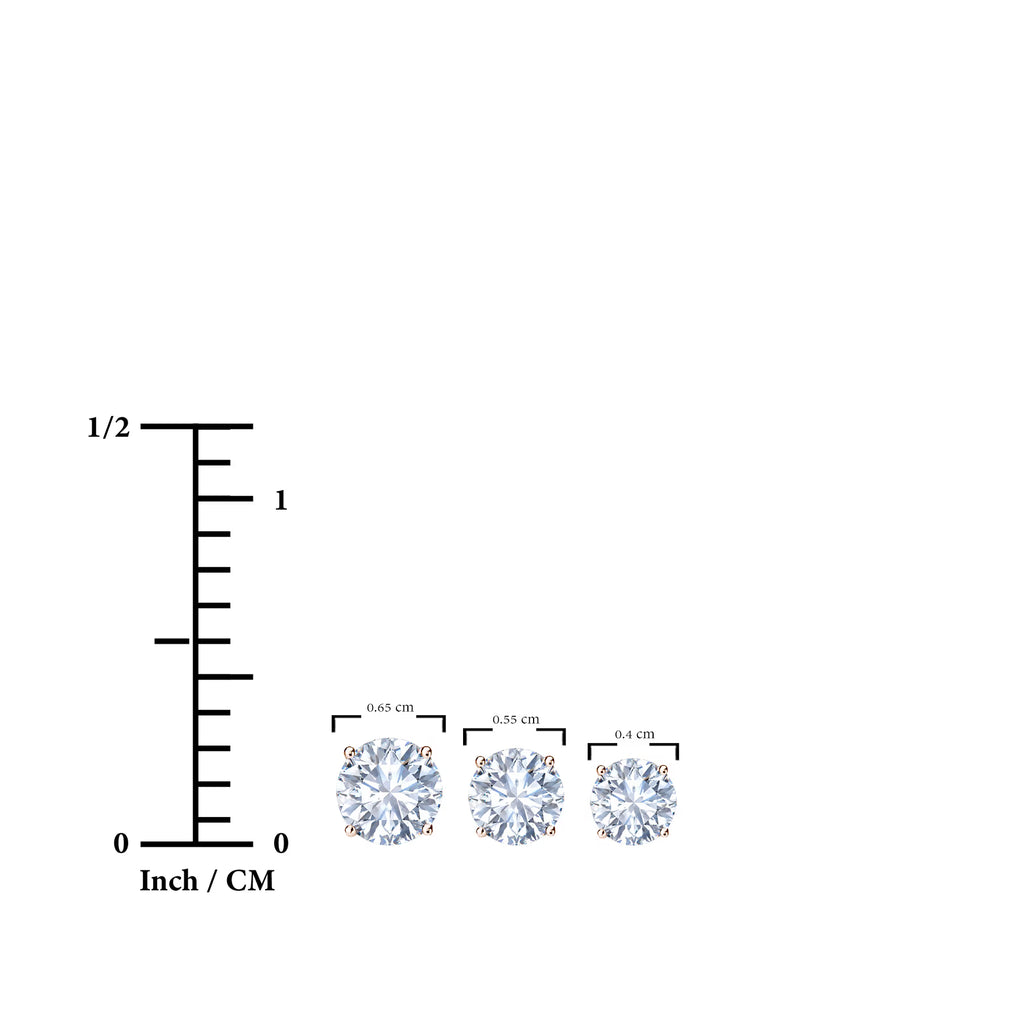 JeenMata 4 Prong 0.5 Carat Round Shaped Moissanite Solitaire Stud Earrings in 18k Yellow Gold Plating for Women