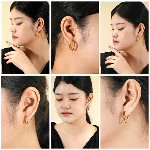 6 Pairs MultiPack Fashion Earrings Set in Yellow Gold Plating, Chunky, Twisted, Hoop Earrings, Paperclip, Drop Earrings, Jewelry Gift for Women