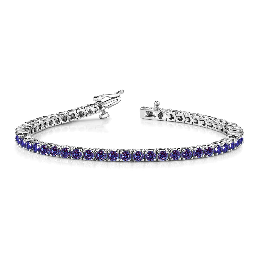 11 TCW Round Cut June - Alexandrite - Birthstone Tennis Bracelet for Women in Eternity Design - White Gold Plating, Female, Adult