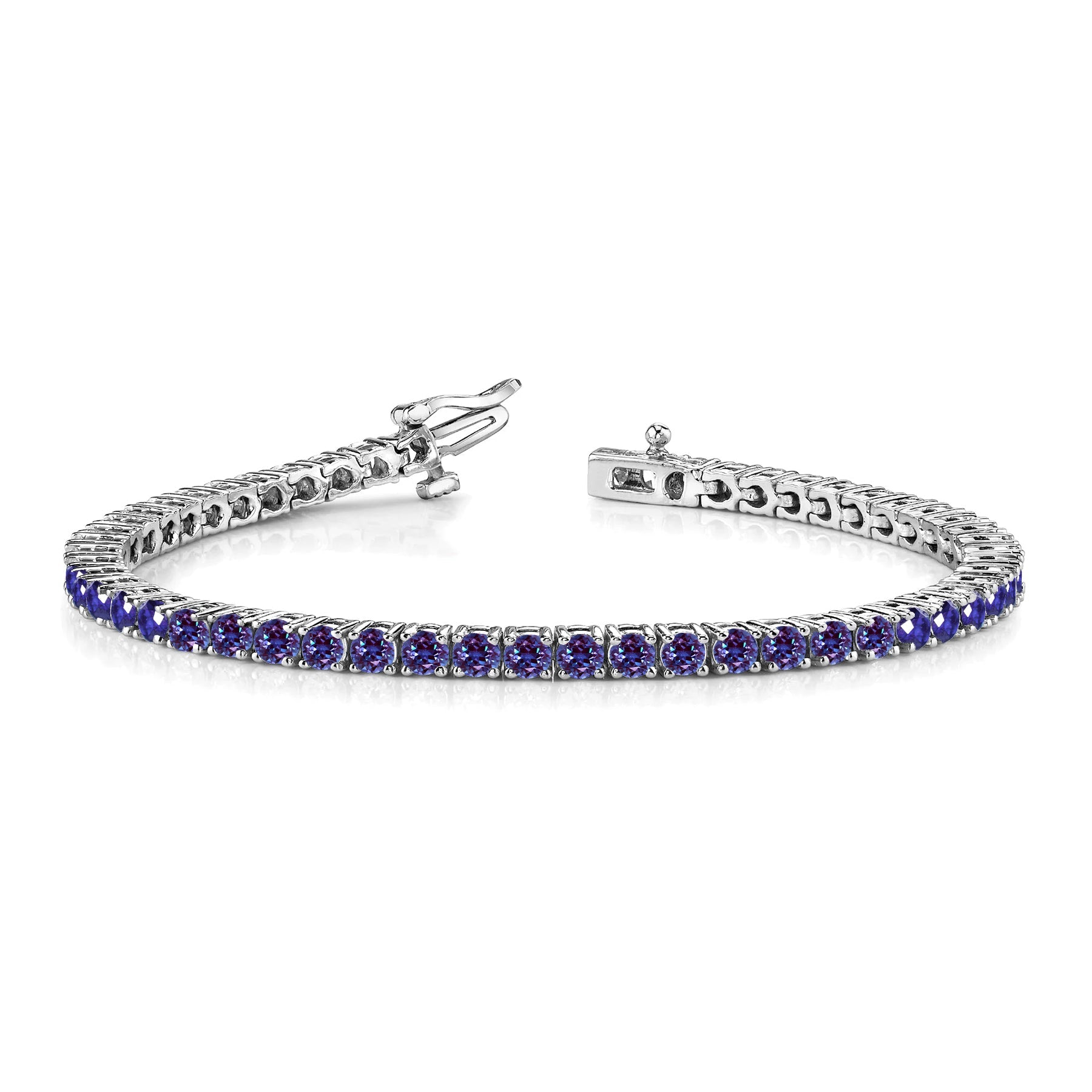 11 TCW Round Cut June - Alexandrite - Birthstone Tennis Bracelet for Women in Eternity Design - White Gold Plating, Female, Adult