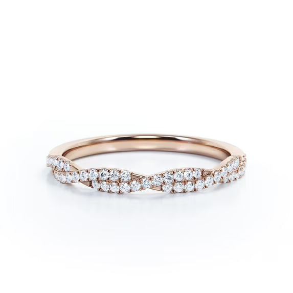 Half-Eternity 0.15 Carat Round Shape Diamond Pave Infinity Anniversary Ring in 10K Rose Gold