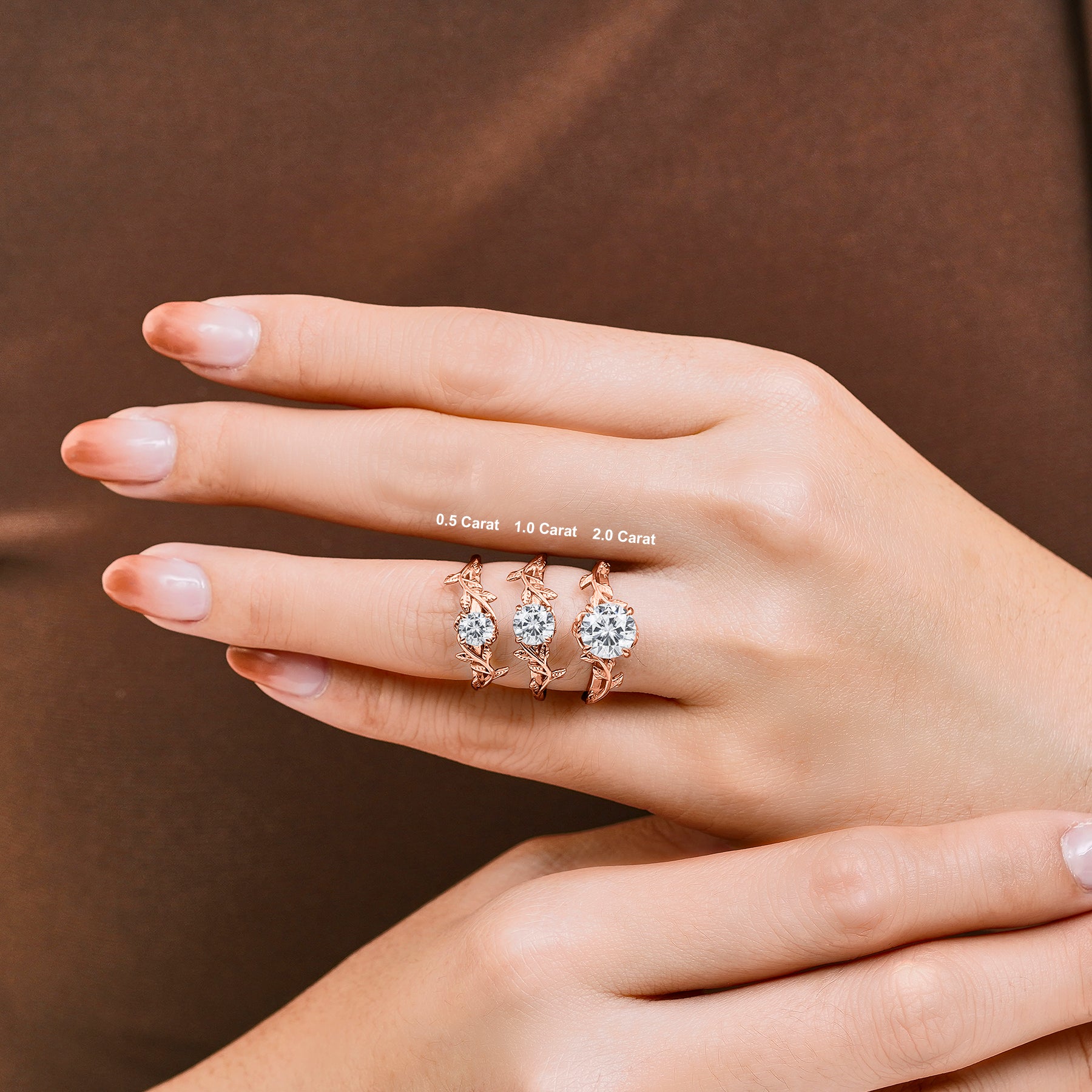 JeenMata 0.50 Carat Round Cut Moissanite Bohemian Engagement Ring - Vintage Moissanite Promise Ring - 18k Rose Gold Plating for Women