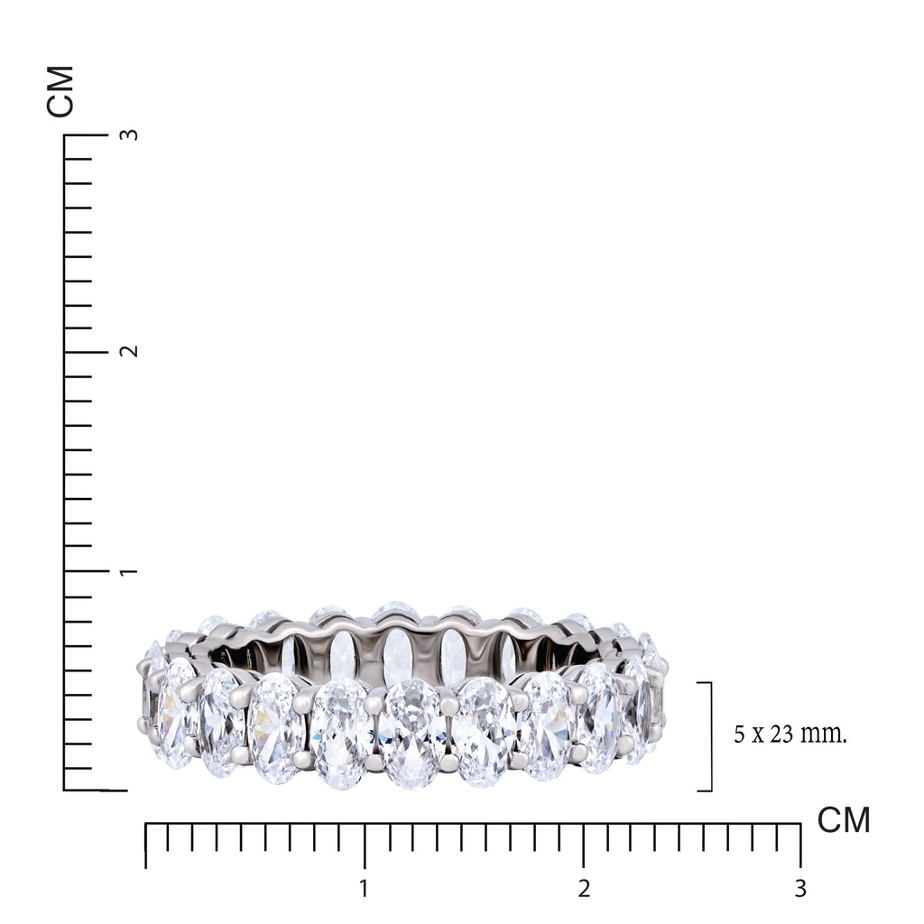 JeenMata 6.75 Carat Oval Cut Moissanite Eternity Wedding Band - Classic Prong Style Wedding Ring in White Gold Plating for Women