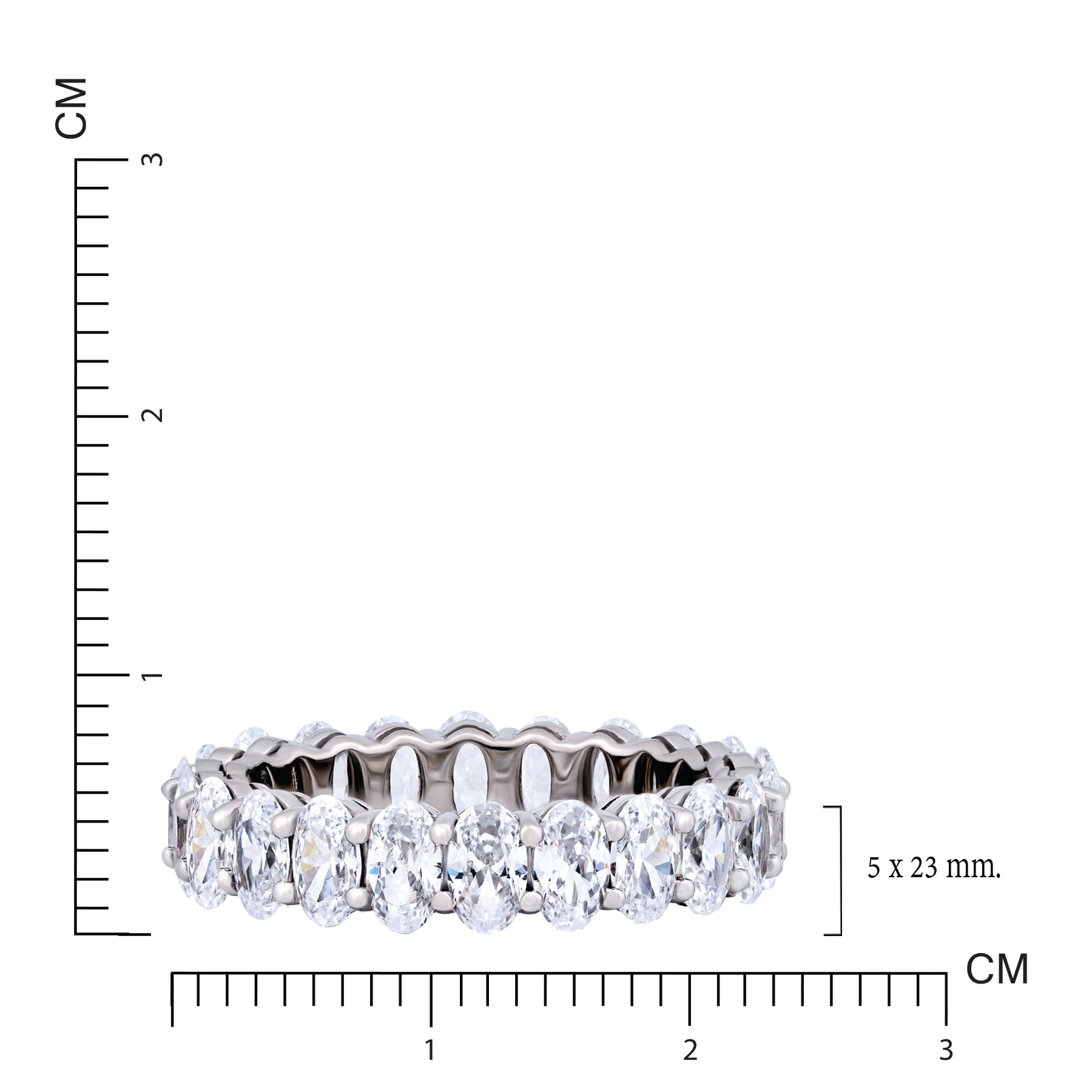 JeenMata 6.75 Carat Oval Cut Moissanite Eternity Wedding Band - Classic Prong Style Wedding Ring in White Gold Plating for Women