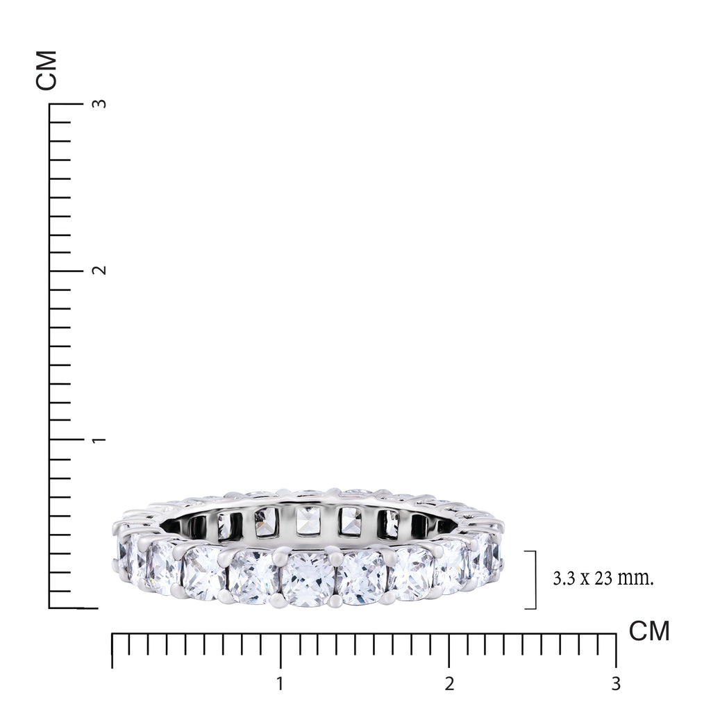 JeenMata 2.75 Carat Cushion Cut Moissanite Eternity Wedding Band - Classic Prong Style Wedding Ring in White Gold Plating for Women