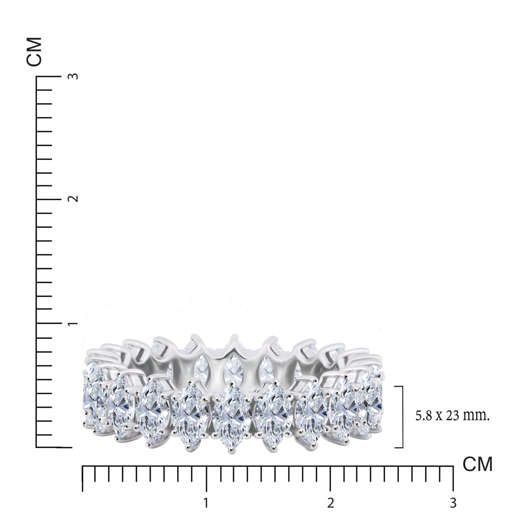 JeenMata 4.75 Carat Marquise Cut Moissanite Eternity Wedding Band - Classic Prong Style Wedding Ring in White Gold Plating for Women