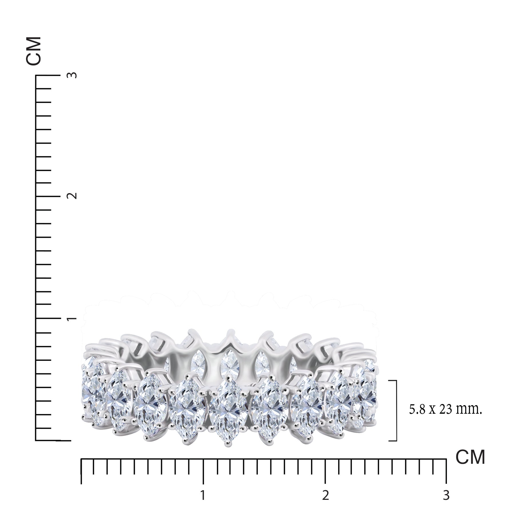 JeenMata 4.75 Carat Marquise Cut Moissanite Eternity Wedding Band - Classic Prong Style Wedding Ring in White Gold Plating for Women