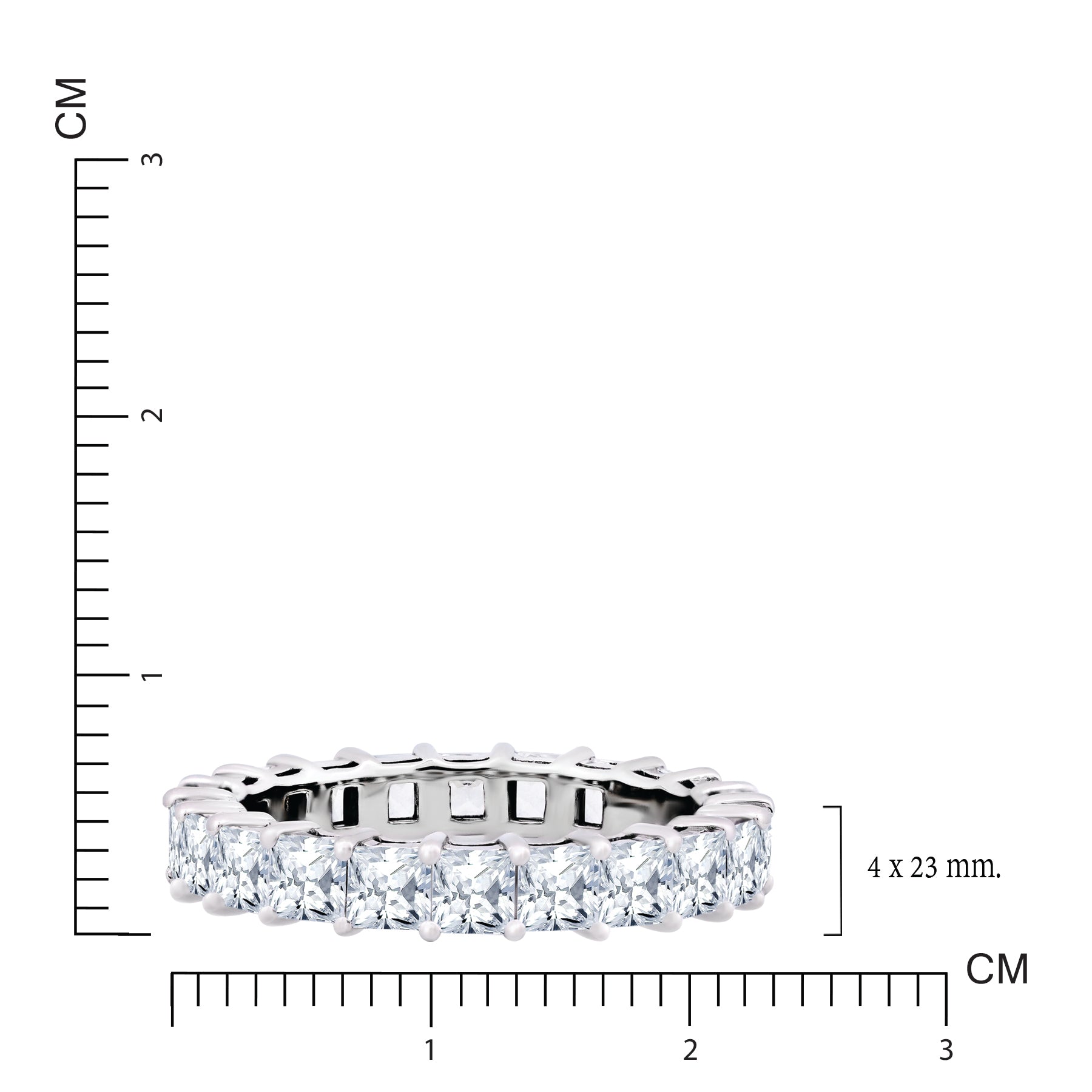 JeenMata 3.5 Carat Princess Cut Moissanite Eternity Wedding Band - Classic Prong Style Wedding Ring in White Gold Plating for Women