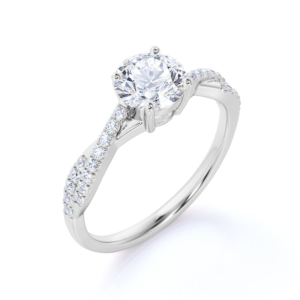 2 Carat infinity Round cut Moissanite Engagement Ring in 18K White Gold Over Silver