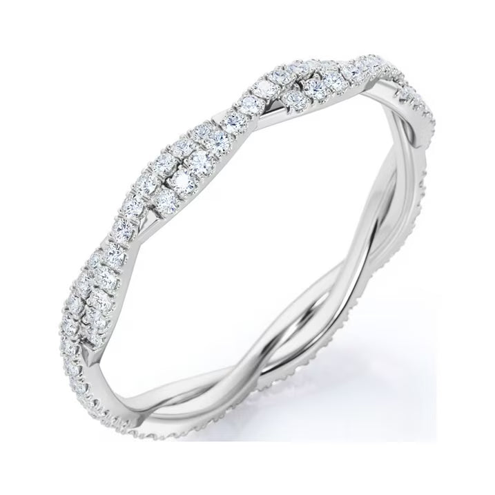 JeenMata - Eternity Moissanite Infinity Anniversary Ring - 18K White Gold Plating Over Silver