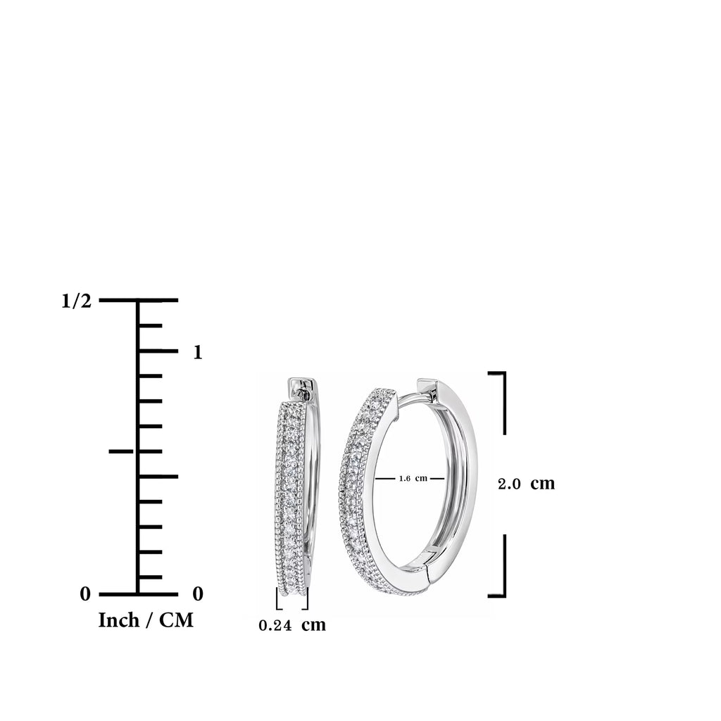 JeenMata Lab Grown Diamond Hoop Earrings - Round Cut Classic Earrings in White Gold Plating for Women