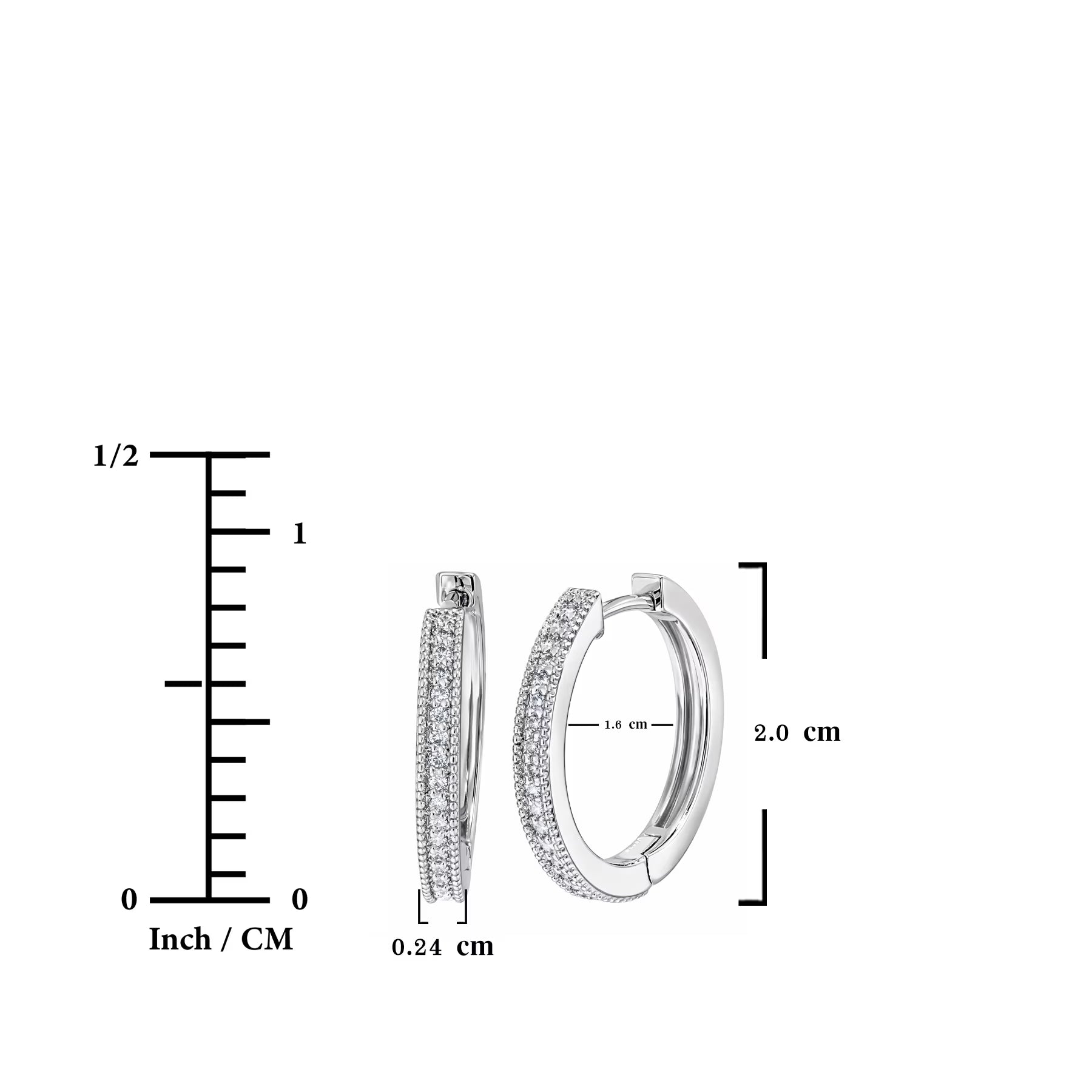 JeenMata Lab Grown Diamond Hoop Earrings - Round Cut Classic Earrings in White Gold Plating for Women