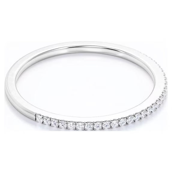 JeenMata Round Cut Diamond Wedding Band - Semi Eternity Wedding Ring in 18K White Gold Over Silver