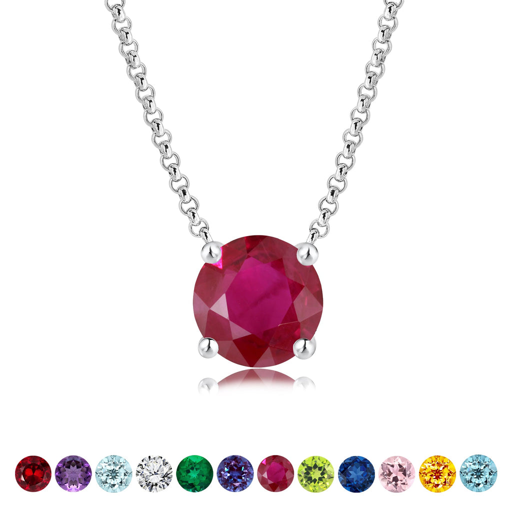 JeenMata 1 Carat Ruby - July Birthstone Solitaire Pendant Necklace in 18K Yellow Gold Plated, Female, Adult