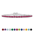 Classic 5.5 TCW Round Cut July - Ruby - Birthstone Tennis Bracelet Eternity Design - White Gold Plating, Female, Adult
