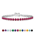11 TCW Round Cut July - Ruby - Birthstone Tennis Bracelet for Women in Eternity Design - White Gold Plating, Female, Adult