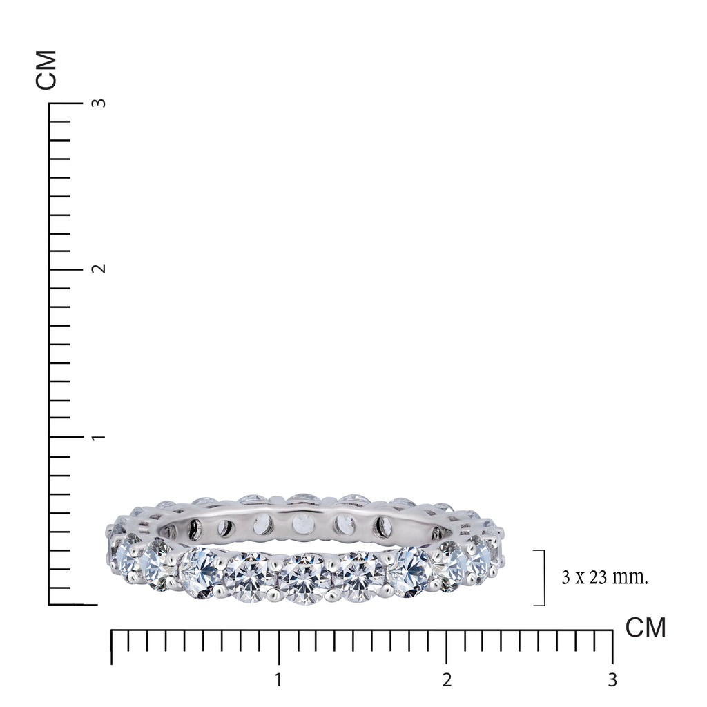 JeenMata 2.25 Carat Round Cut Moissanite Eternity Wedding Band - Classic Prong Style Wedding Ring in White Gold Plating for Women