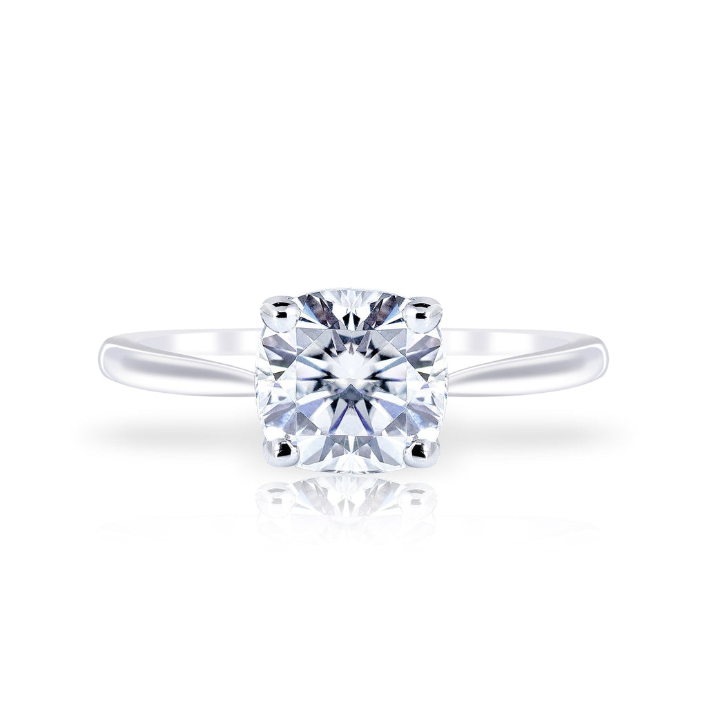 Solitaire 1 Carat Cushion Cut Moissanite Engagement Ring