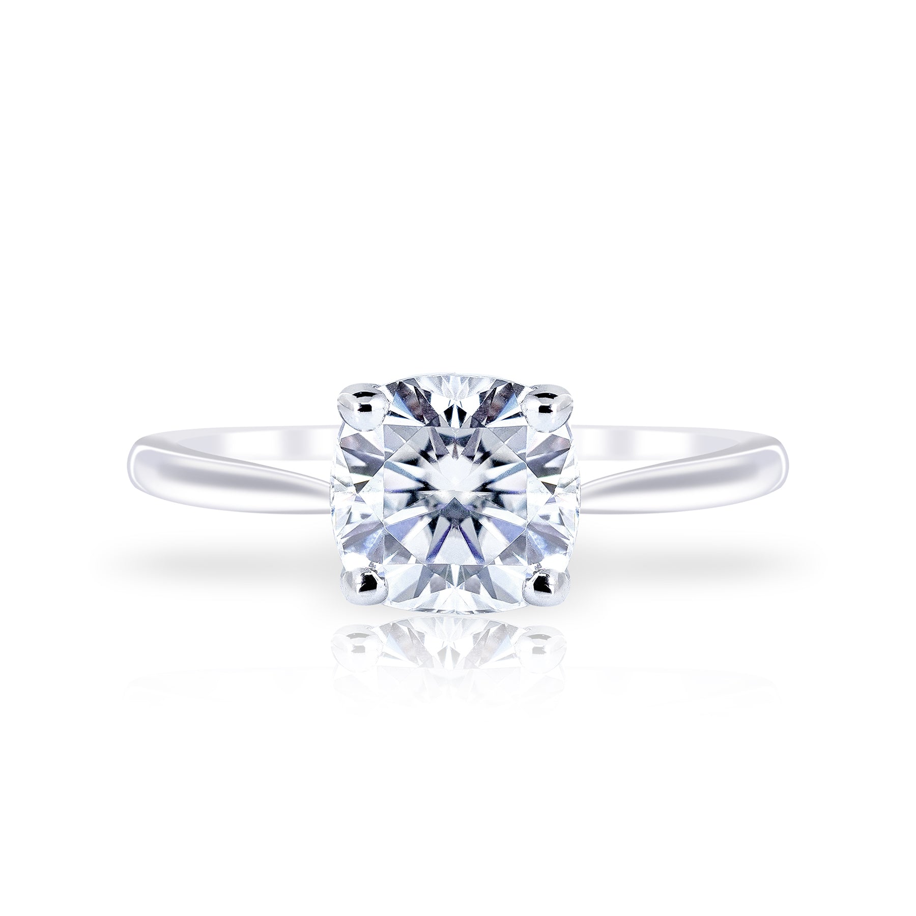 Solitaire 1 Carat Cushion Cut Moissanite Engagement Ring