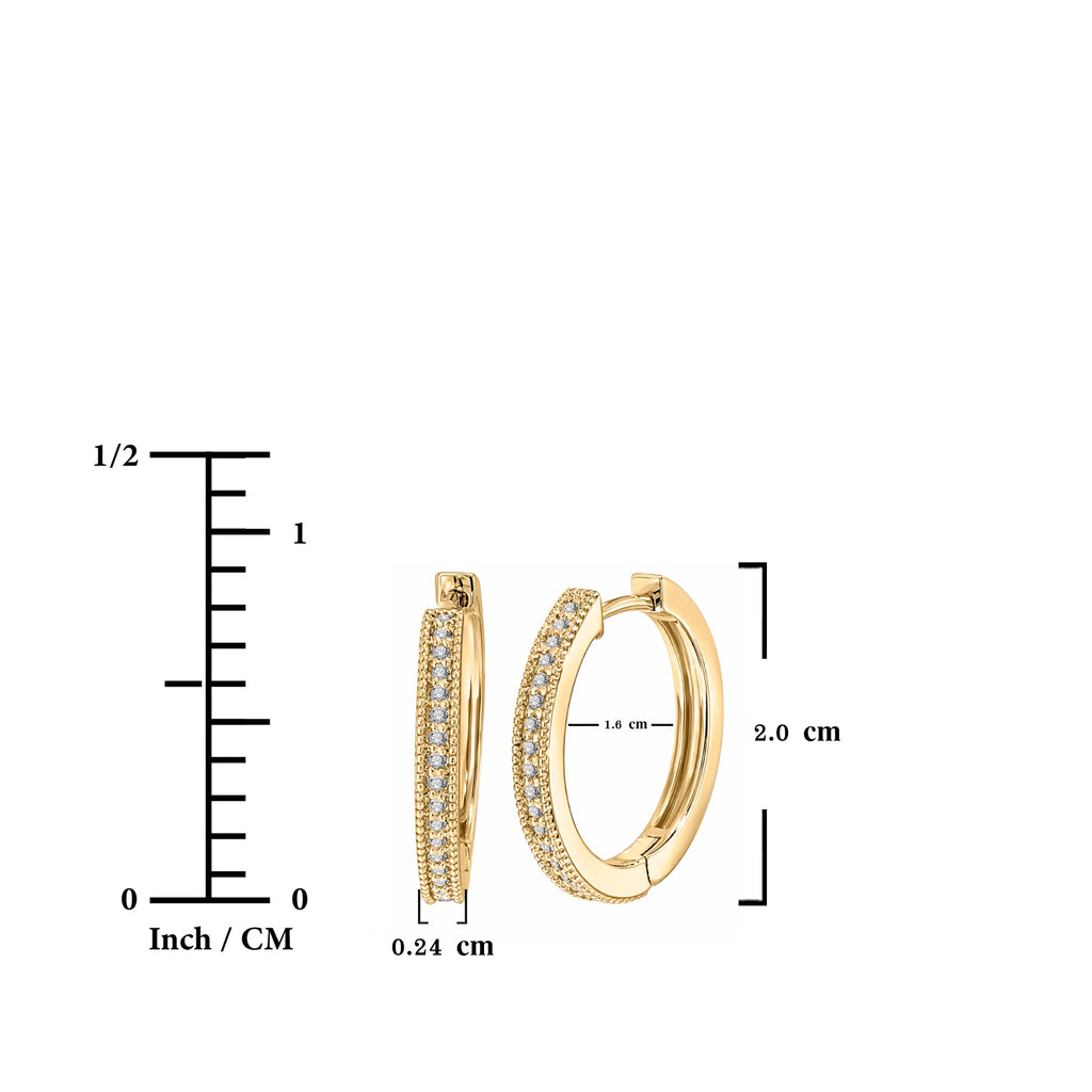 JeenMata Lab Grown Diamond Hoop Earrings - Round Cut Classic Earrings in Yellow Gold Plating for Women