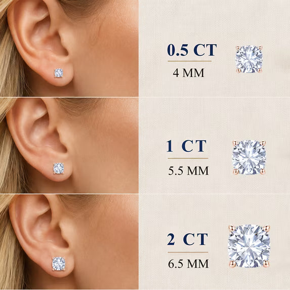 JeenMata 0.5 Carat Cushion Solitaire Moissanite Stud Earrings for Women, Earrings for Men, 18K Rose Gold Plated, Hypoallergenic Earrings, D VS1, Stud Earring for Woman, Jewelry, Gift, Earrings