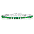 5.5 TCW Princess Cut May - Emerald - Birthstone Tennis Bracelet for Women Eternity Design - White Gold Plating, Birthday, Anniversary, Valentine's Day Gift