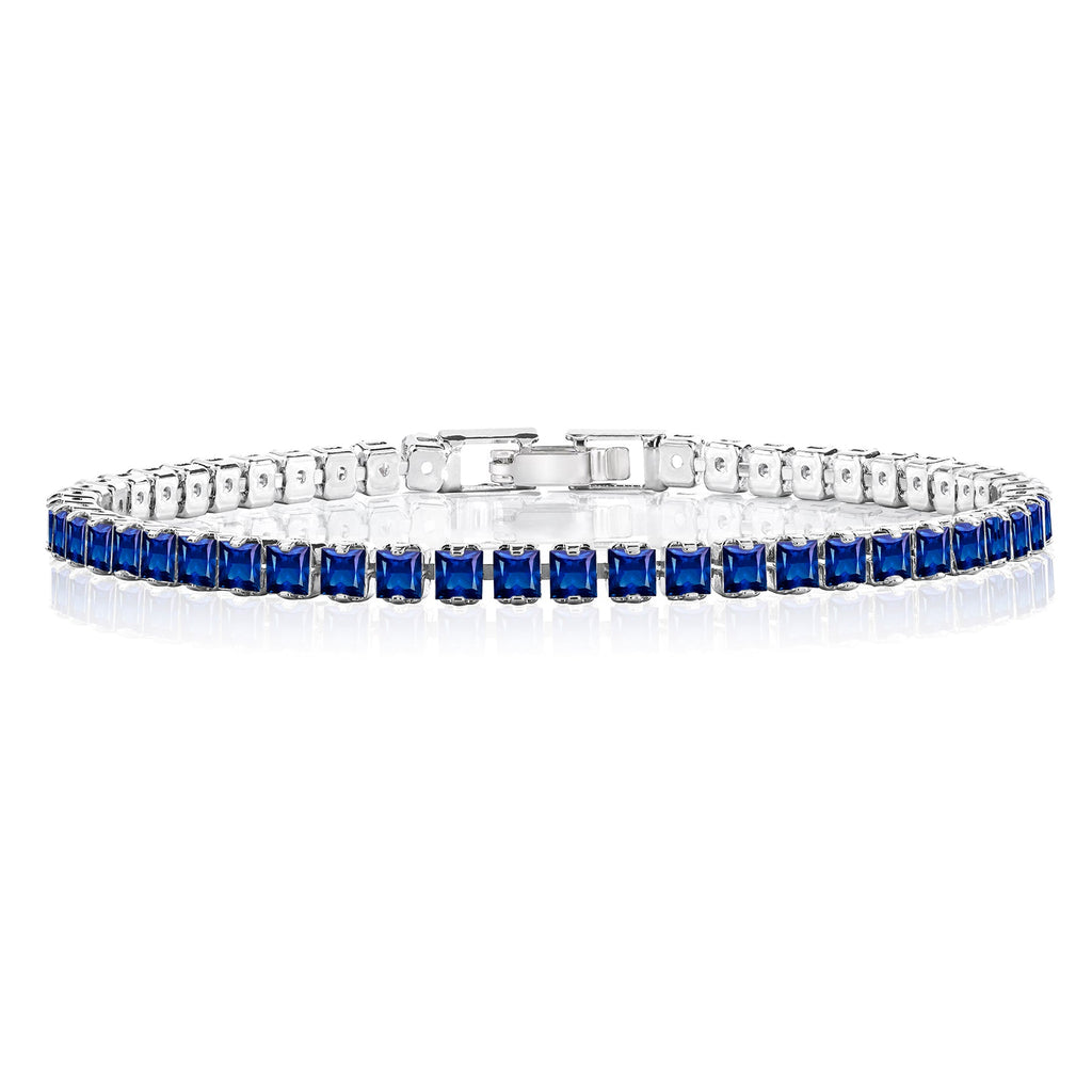 5.5 TCW Princess Cut June - Alexandrite - Birthstone Tennis Bracelet for Women Eternity Design - White Gold Plating, Birthday, Anniversary, Valentine's Day Gift