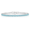 5.5 TCW Princess Cut March - Aquamarine - Birthstone Tennis Bracelet for Women Eternity Design - White Gold Plating, Birthday, Anniversary, Valentine's Day Gift