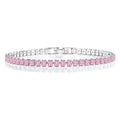 5.5 TCW Princess Cut October - Pink Tourmaline - Birthstone Tennis Bracelet for Women Eternity Design - White Gold Plating, Birthday, Anniversary, Valentine's Day Gift