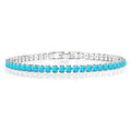 5.5 TCW Princess Cut December - Blue Topaz - Birthstone Tennis Bracelet for Women Eternity Design - White Gold Plating, Birthday, Anniversary, Valentine's Day Gift