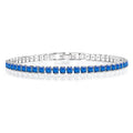 5.5 TCW Princess Cut September - Blue Sapphire - Birthstone Tennis Bracelet for Women Eternity Design - White Gold Plating, Birthday, Anniversary, Valentine's Day Gift