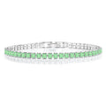 5.5 TCW Princess Cut August - Peridot - Birthstone Tennis Bracelet for Women Eternity Design - White Gold Plating, Birthday, Anniversary, Valentine's Day Gift