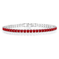 5.5 TCW Princess Cut July - Ruby - Birthstone Tennis Bracelet for Women Eternity Design - White Gold Plating, Birthday, Anniversary, Valentine's Day Gift