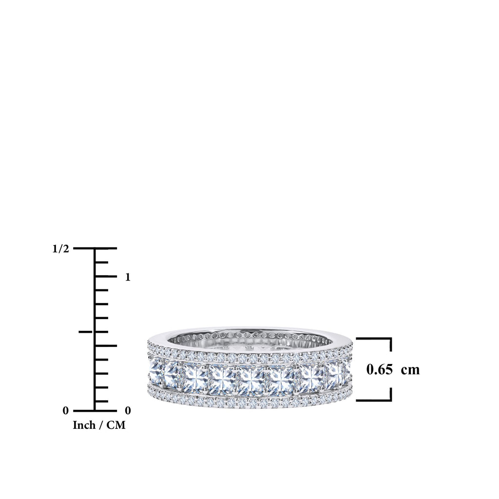 JeenMata 8 Carat Princess Cut - June Birthstone Eternity Ring in 18K White Gold Plating for Women - Stackable Wedding Anniversary Promise Band with Alexandrite Cubic Zirconia (Copy)