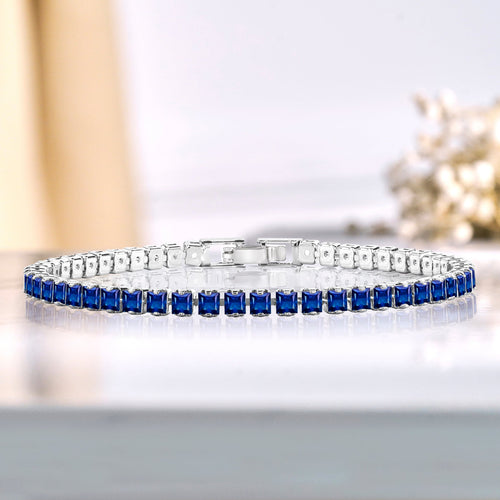 5.5 TCW Princess Cut June - Alexandrite - Birthstone Tennis Bracelet for Women Eternity Design - White Gold Plating, Birthday, Anniversary, Valentine's Day Gift