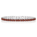 Huge 11 Carat Princess Cut January - Garnet - Birthstone Tennis Bracelet for Women Eternity Design - White Gold Plating, Birthday, Anniversary, Valentine's Day Gift