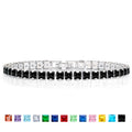 JeenMata 11 Carat Black Cubic Zirconia - Princess Cut Birthstone Tennis Bracelet for Women Eternity Design - White Gold Plating, Birthday, Anniversary, Valentine's Day Gift