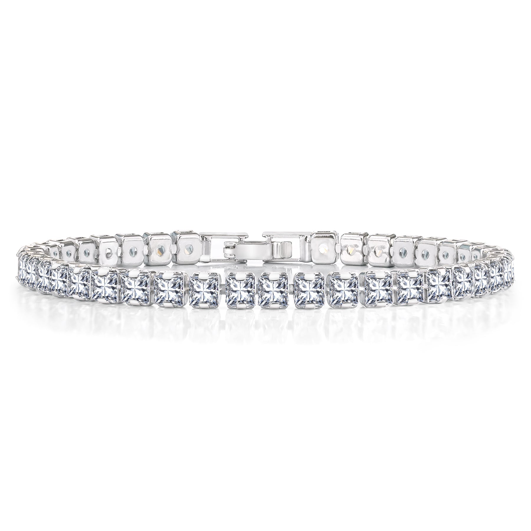 Huge 11 Carat Princess Cut April - Cubic Zirconia - Birthstone Tennis Bracelet for Women Eternity Design - White Gold Plating, Birthday, Anniversary, Valentine's Day Gift