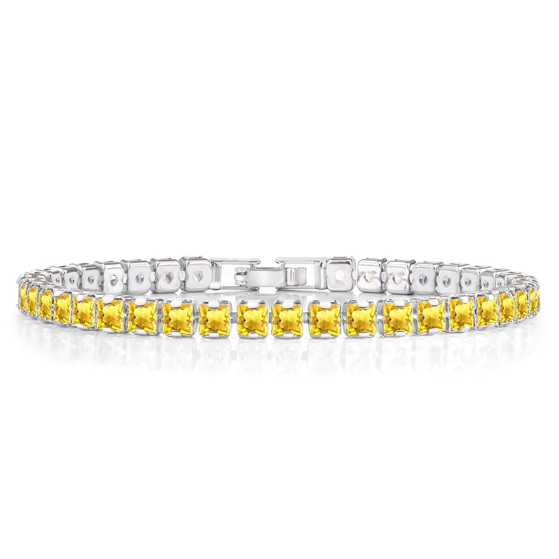 Huge 11 Carat Princess Cut November - Citrine - Birthstone Tennis Bracelet for Women Eternity Design - White Gold Plating, Birthday, Anniversary, Valentine's Day Gift